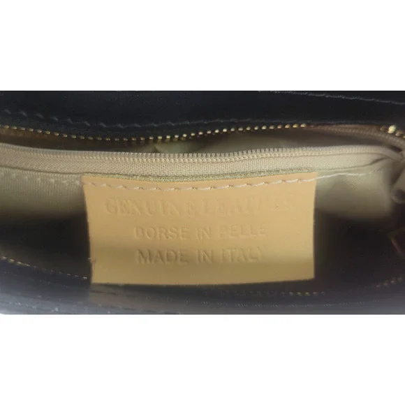 Charlie Leather Mack Black Leather & Black Fur Small Half Moon Crossbody Bag-NWT - Picture 9 of 12